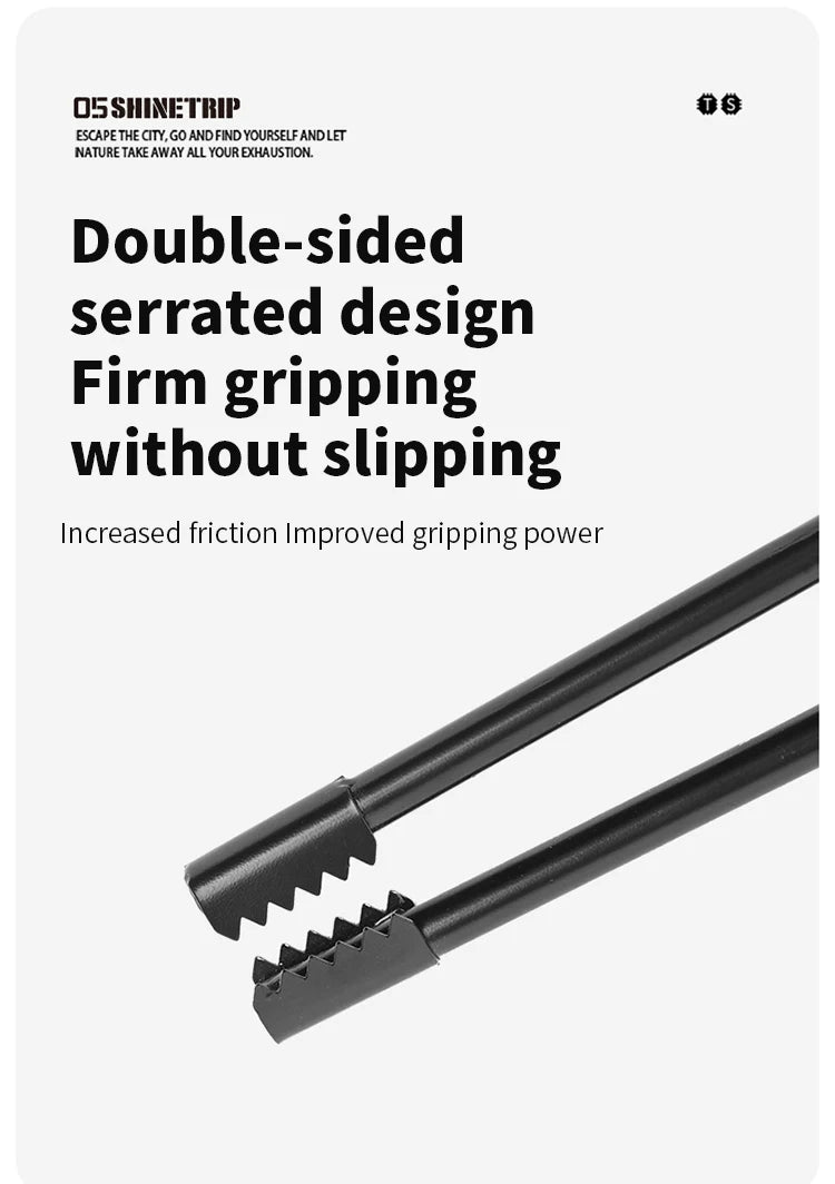 ShineTrip New Outdoor Camping Fire Poker Thickened anti-scald carbon steel fire poker Picnic BBQ lightweight portable