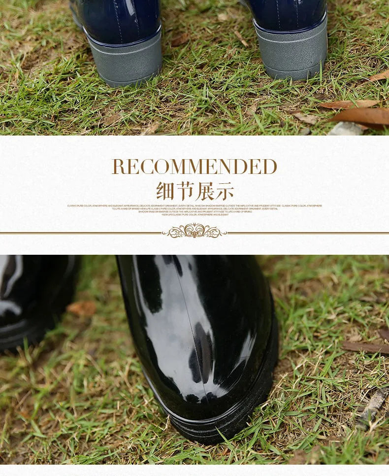 Rain Boots Women Leather Pu Ankle Bootie Waterproof Rubber Walking Shoes Girls Fashion Ladies Winter Shoes for Outdoor Rainy Day