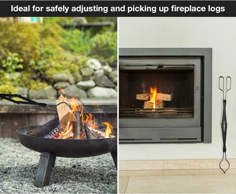 Outdoor Campfire Fireplace Tongs 66CM Long Heavy Duty Wrought Iron Log Grabber for Camping Fire Pit Campfire Bonfire Fireplace