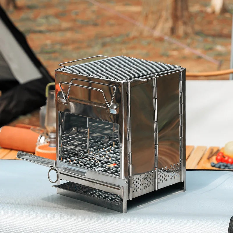 Camping Wood Burning Stove Portable Folding Camp Stove Collapsible Stove Campfire Stove for Outdoor Cooking Picnic Hiking BBQ