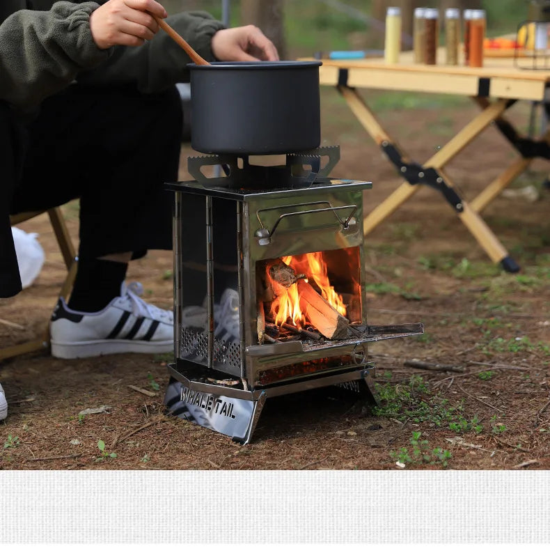 Camping Wood Burning Stove Portable Folding Camp Stove Collapsible Stove Campfire Stove for Outdoor Cooking Picnic Hiking BBQ
