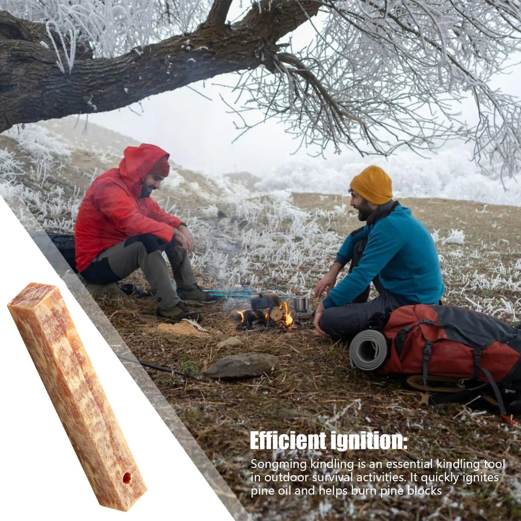 Rafford 2Pcs Pure natural ignition matches pine wood kindling matches outdoor fire making tools outdoor camping survival tools
