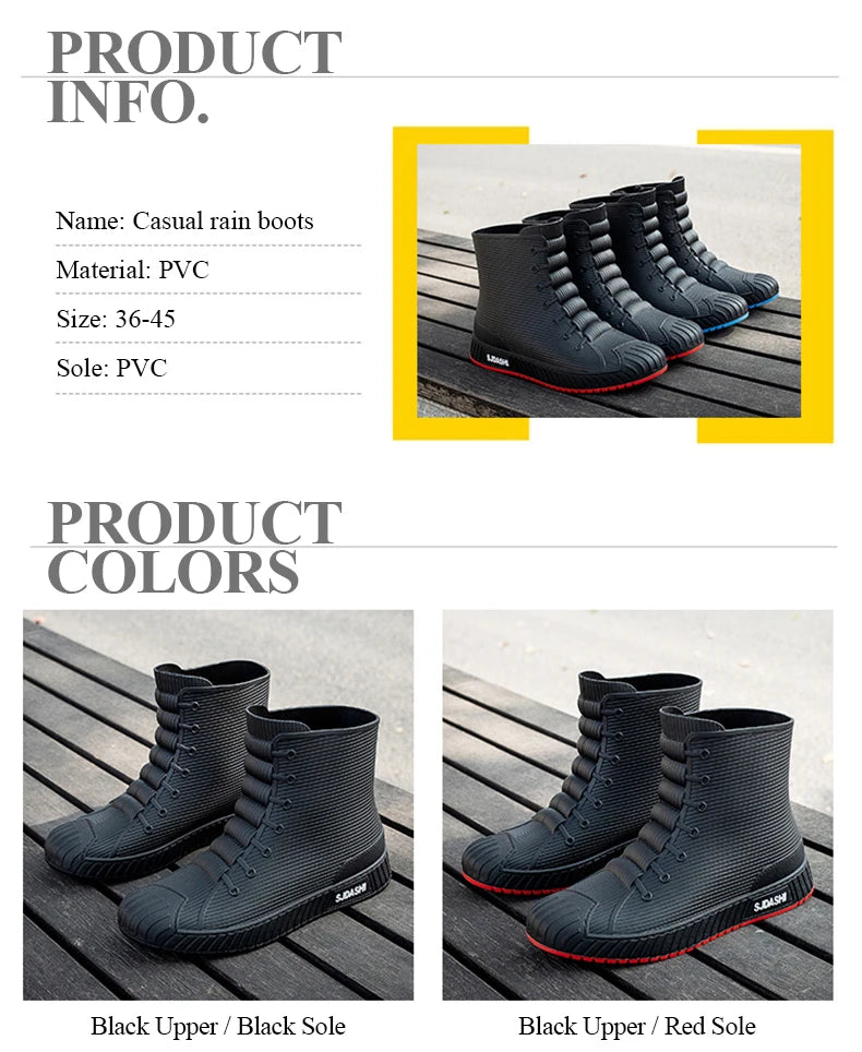 Rain BootsSummer Casual Mid-calf Waterproof Shoes Winter Lining With Fleece Warm Anti-slip Wear-resistant Outdoor