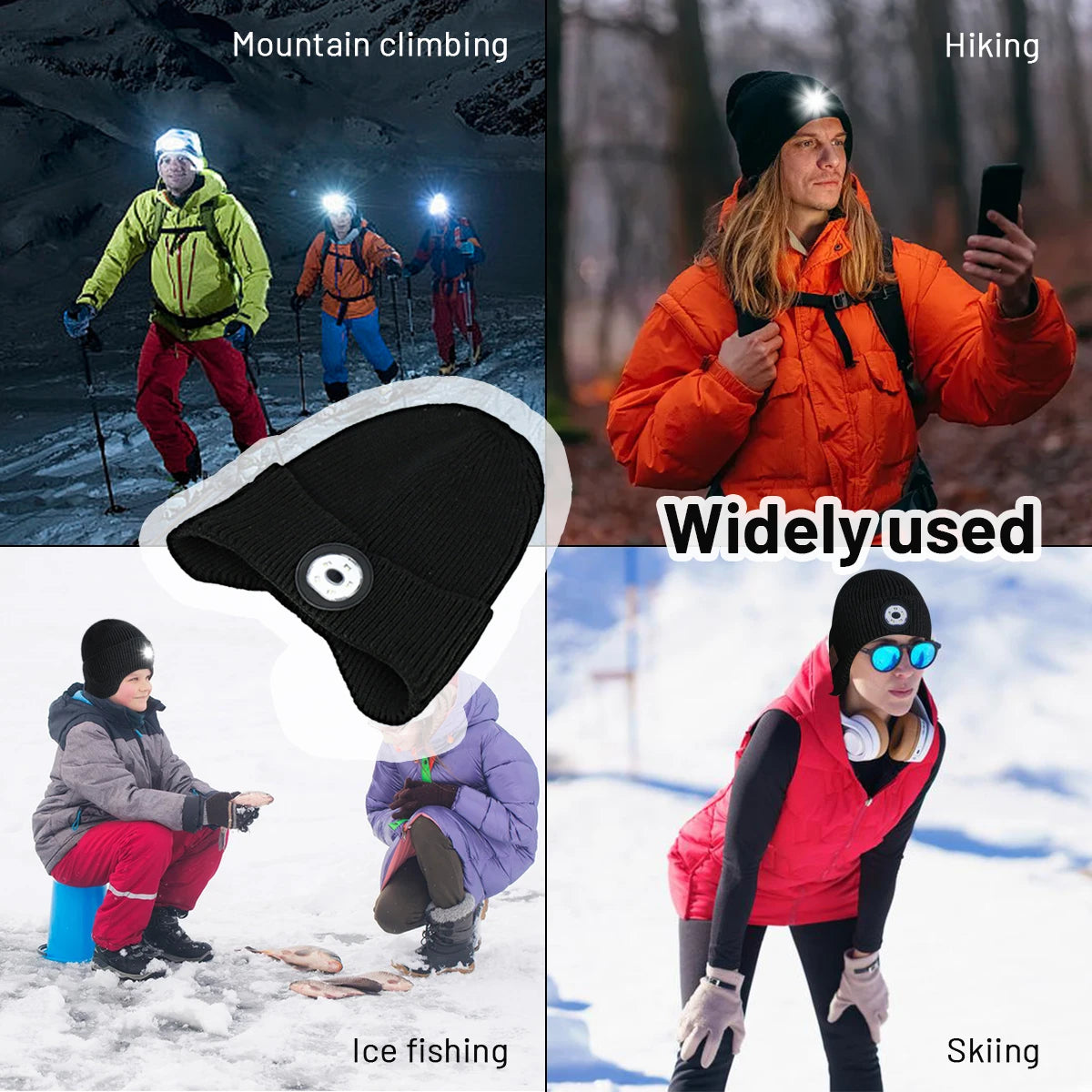 Winter LED Bluetooth Headphones Hat Outdoor Warm Stereo Music Headset Handsfree Call Rechargeable Earphone Washable Cap Gifts