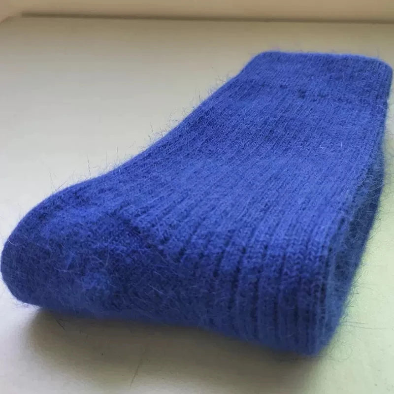 Wool Socks for Women Autumn Winter Medium Tube Socks Thickened With Wool Warm Rabbit Hair Socks Winter Black Cashmere Stockings