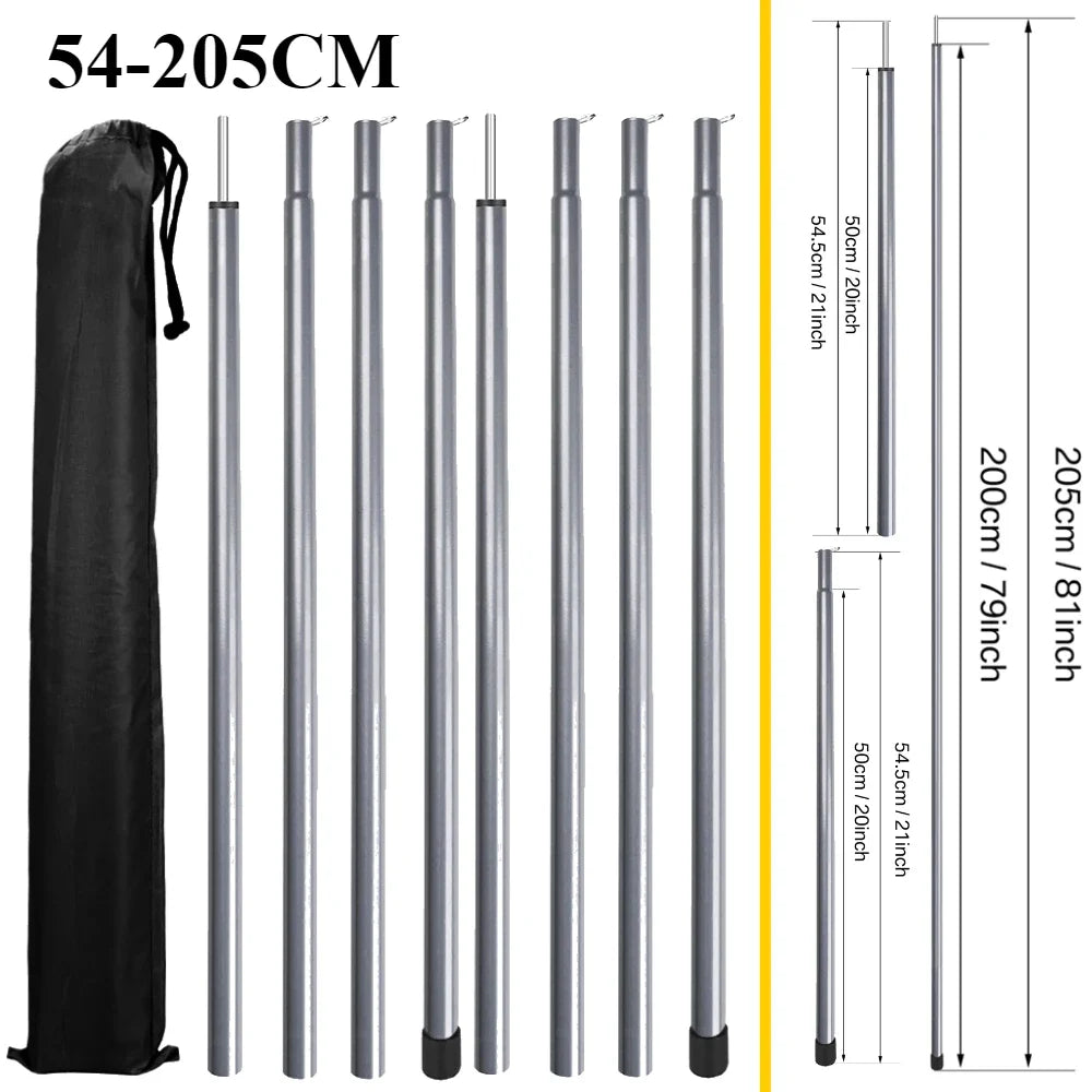 Telescopic Tent Poles Set of 2 Universal Adjustable Aluminium