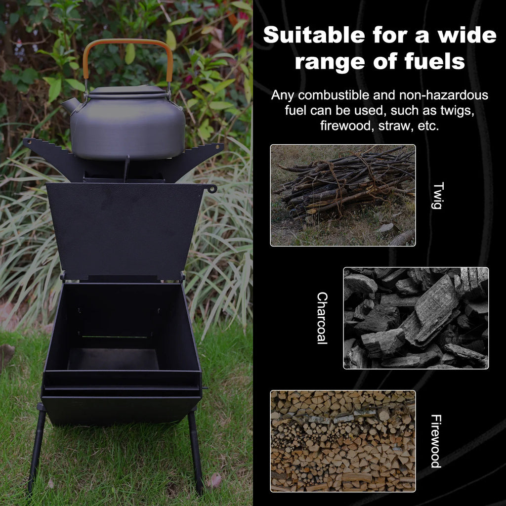Rocket Stove Wood Burning Camp Stove Rocket Stove for Cooking Portable Wood Mini Burning Stove, Fire Camping Stove for Cooking b
