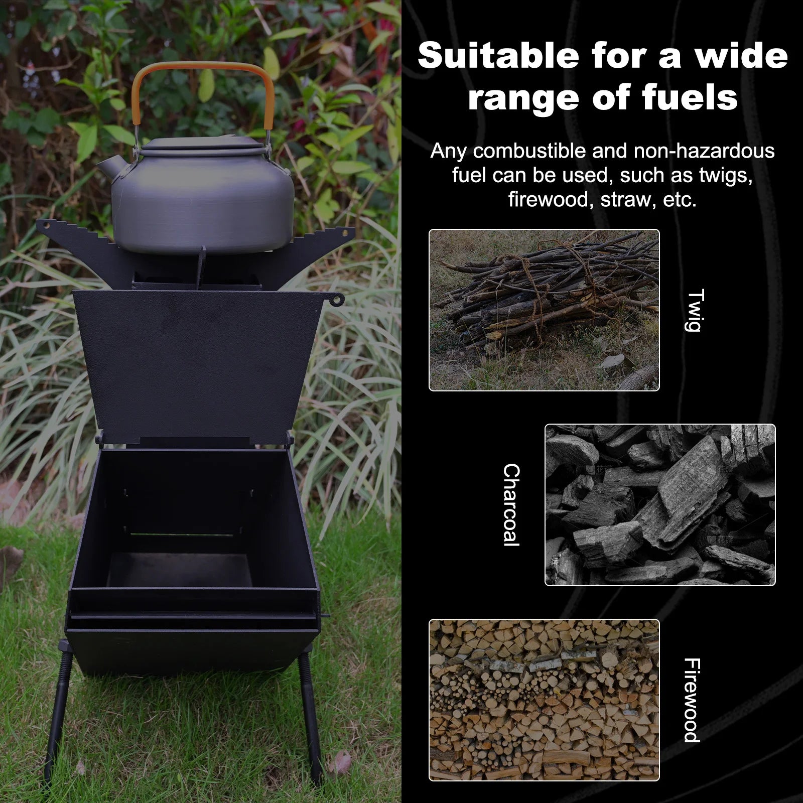 Rocket Stove Wood Burning Camp Stove Rocket Stove for Cooking Portable Wood Mini Burning Stove, Fire Camping Stove for Cooking b