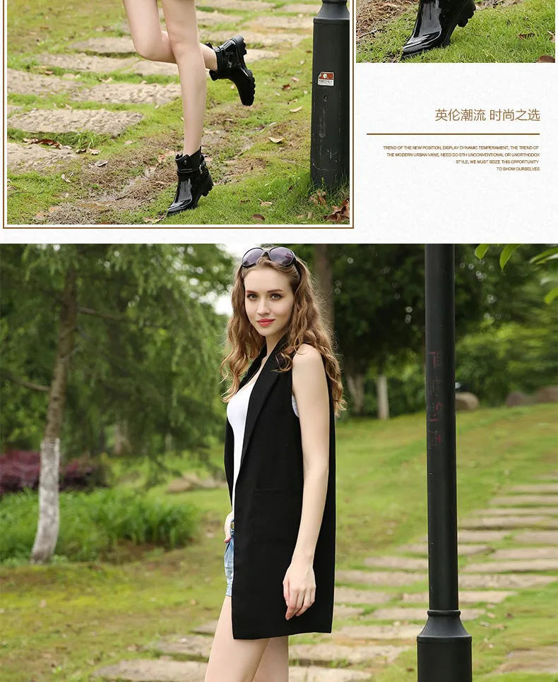 Rain Boots Women Leather Pu Ankle Bootie Waterproof Rubber Walking Shoes Girls Fashion Ladies Winter Shoes for Outdoor Rainy Day