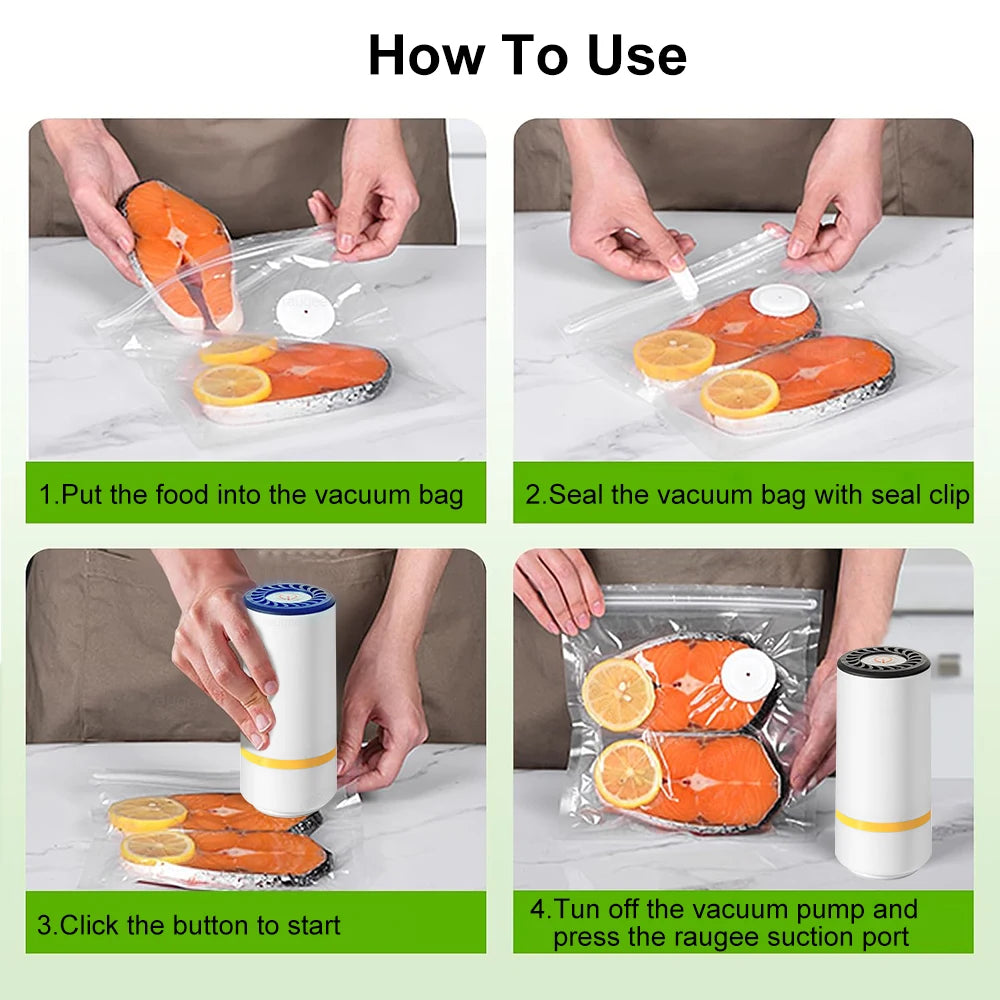 Vacuum Sealer Machine Electric Automatic Sealing Pump for Food Storage USB Rechargeable Portable Handheld Vacuum Sealer Pump