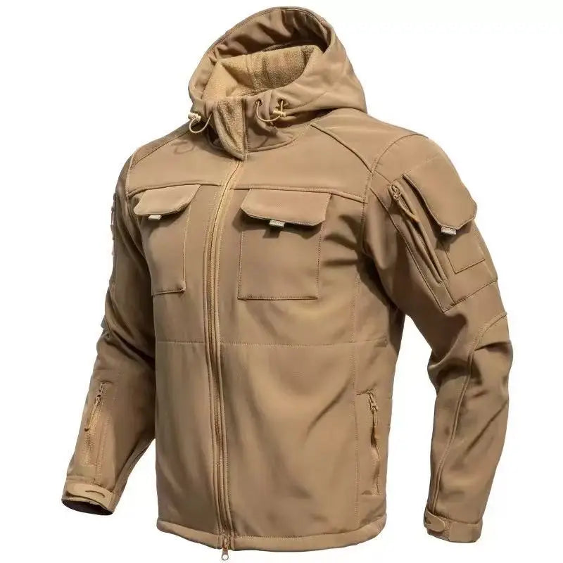 Men's Winter Autumn Fleece Sharkskin Waterproof Tactical Military Camping Hiking Jackets Climbing Hunting Coats Combat Pants
