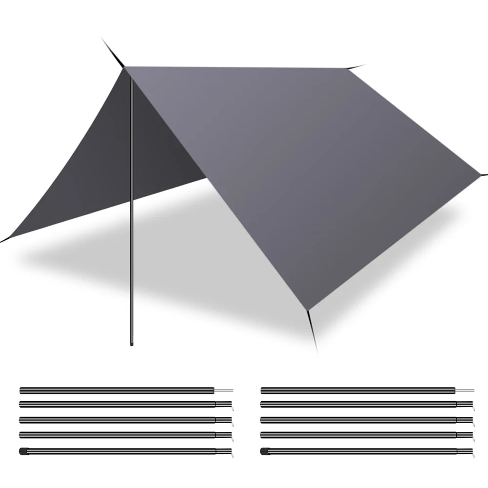 Set of 2 Telescopic Tent Poles Adjustable Aluminium Alloy Rods