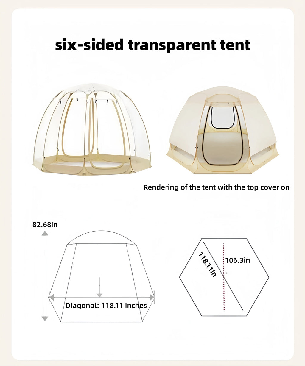 Window Outdoor Sun Room Tents Transparent Camping Tent 4-8 Person Star Dome Tent Portable Spherical Tents 360 Degree Panoramic