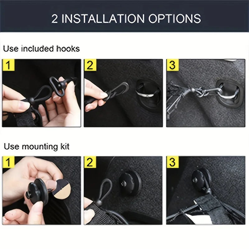 Stretchable Trunk Cargo Storage Net with Hooks for Car