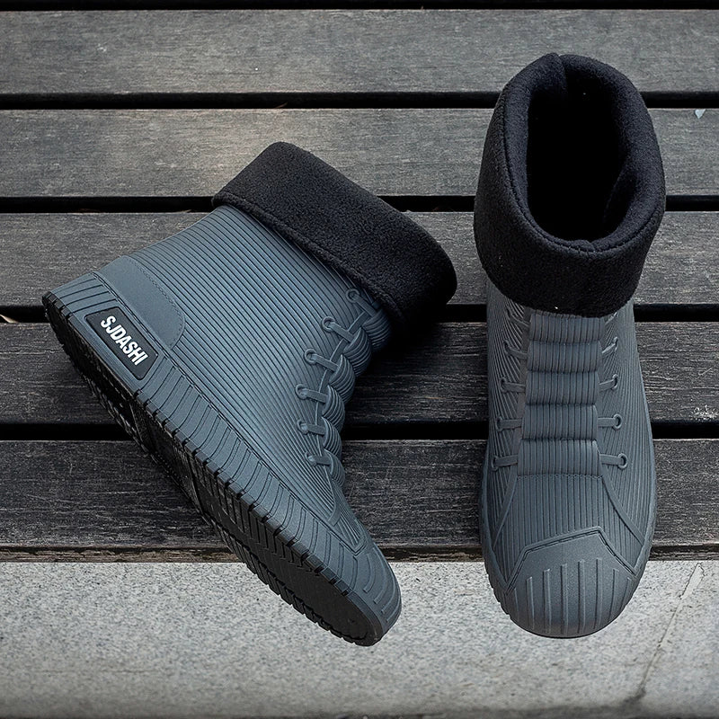Rain BootsSummer Casual Mid-calf Waterproof Shoes Winter Lining With Fleece Warm Anti-slip Wear-resistant Outdoor
