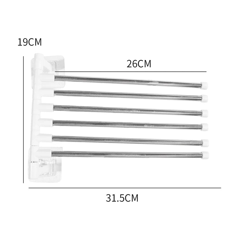 Bathroom Rotation Towel Storage Rack Punch-Free Stainless Steel