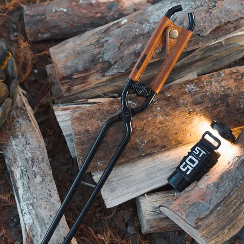 ShineTrip New Outdoor Camping Fire Poker Thickened anti-scald carbon steel fire poker Picnic BBQ lightweight portable