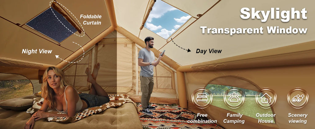 129 Sqft Large inflatable tent with Tarp,8 Person