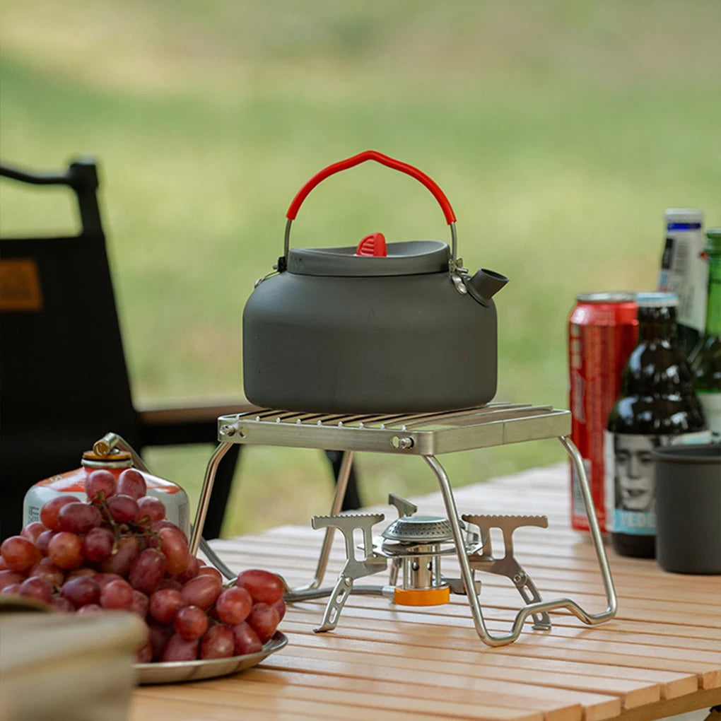 KIQUNE Camping cookware Multifunctional Folding Campfire Grill Portable Stainless Steel Camping Grill Grate Gas Stove Stand