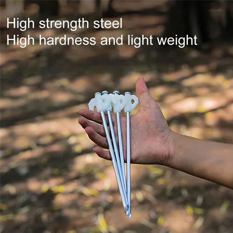 10 Pcs Tent Pegs Set Florescent Metal Stakes