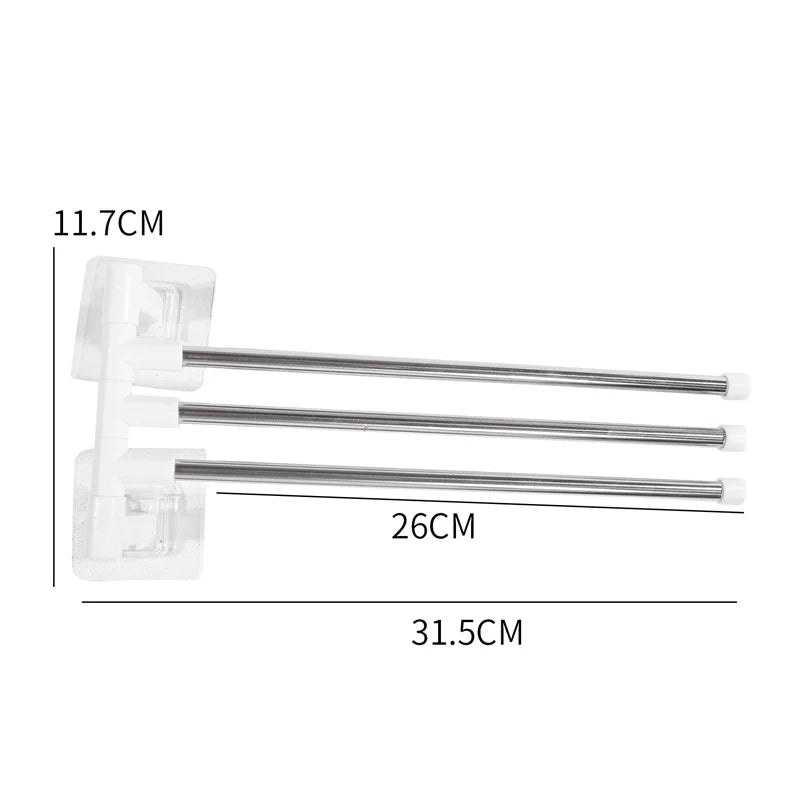 Bathroom Rotation Towel Storage Rack Punch-Free Stainless Steel
