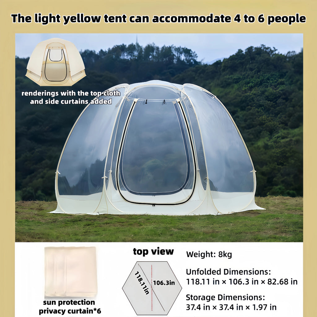 Window Outdoor Sun Room Tents Transparent Camping Tent 4-8 Person Star Dome Tent Portable Spherical Tents 360 Degree Panoramic