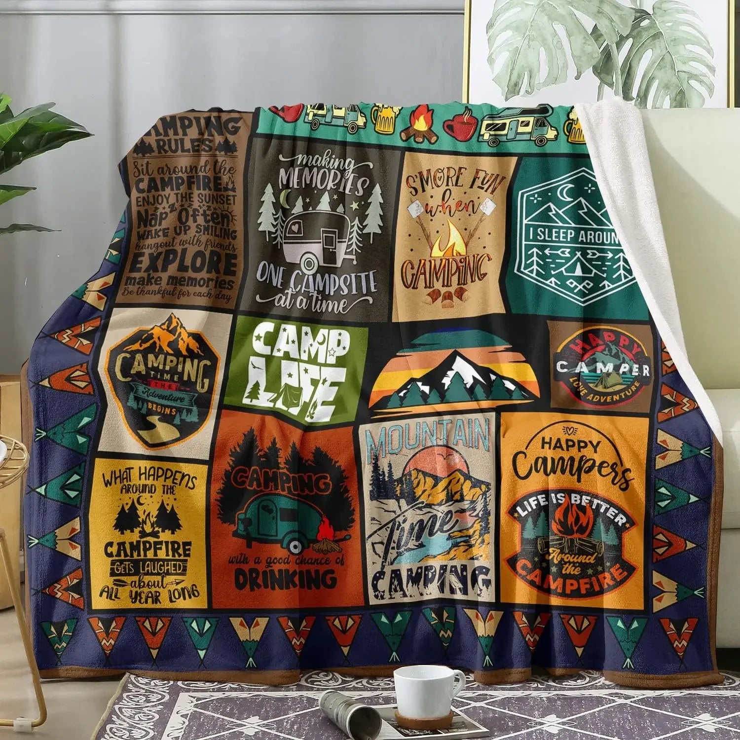 Camping blanket for camping enthusiasts, creative gifts for men or women, gifts for outdoor campers, holiday birthday gifts