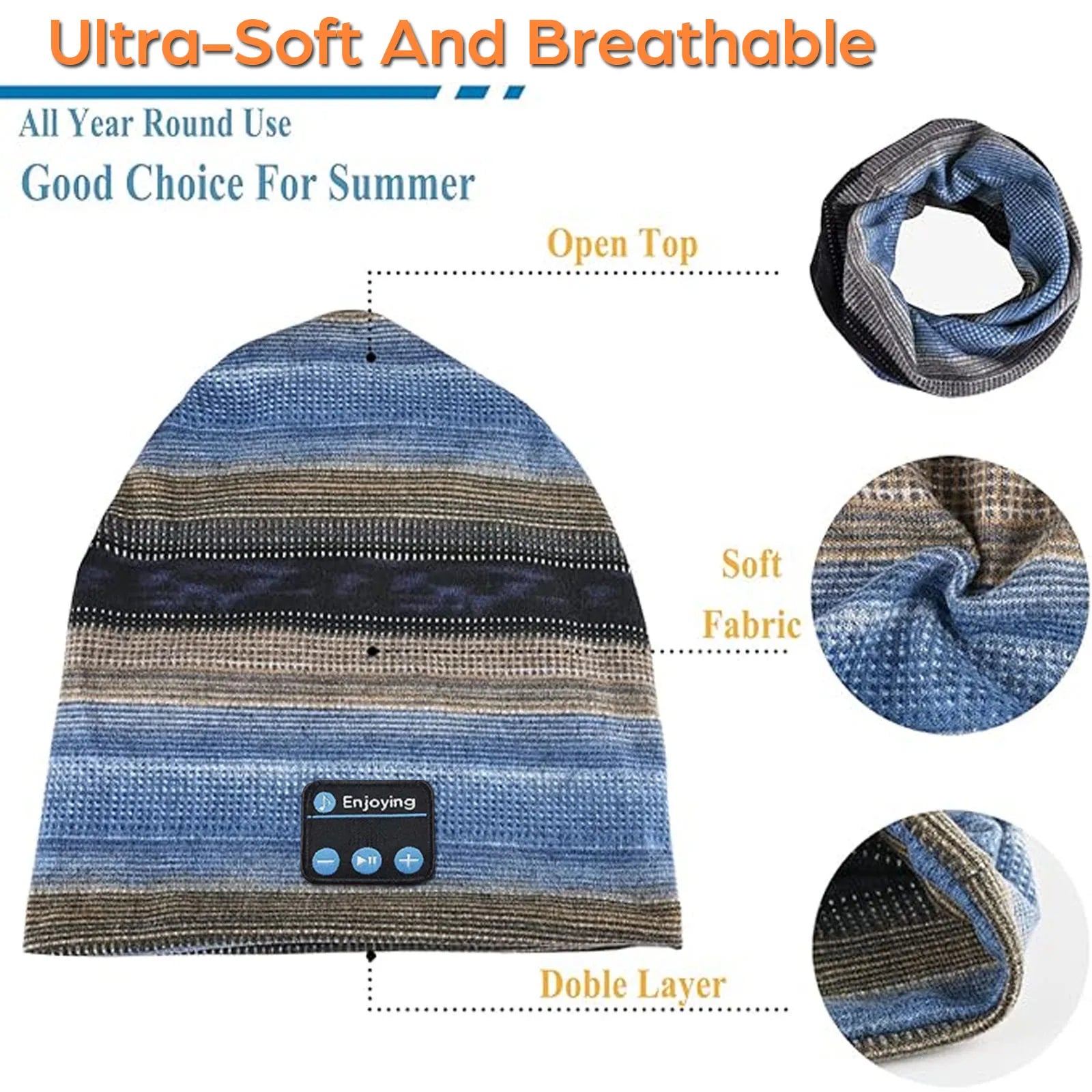 Bluetooth Wireless Headphones Sports Hat Soft Comfortable Sleeping Music Headsets Autumn Cap Handsfree Call Earphone With Mic