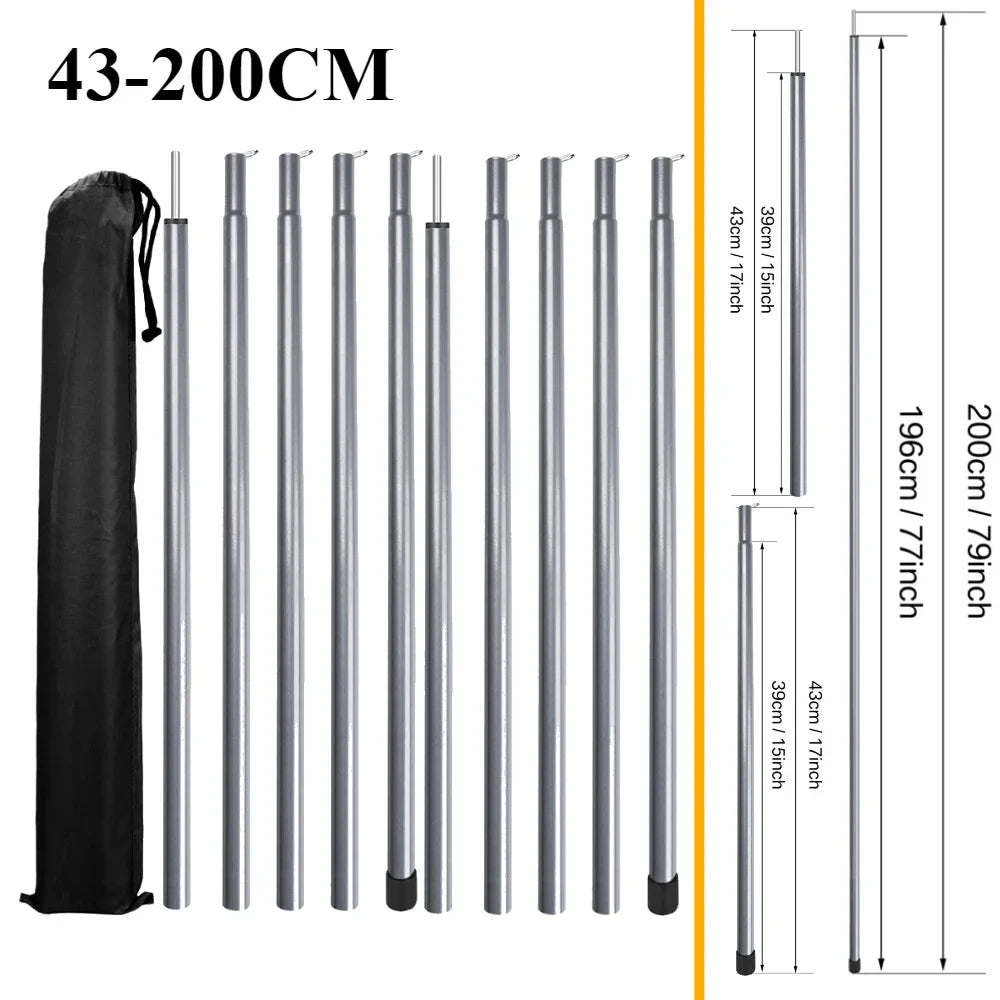 Telescopic Tent Poles Set of 2 Universal Adjustable Aluminium