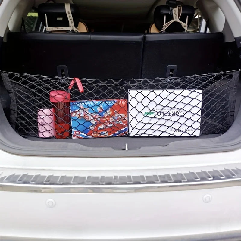 Stretchable Trunk Cargo Storage Net with Hooks for Car