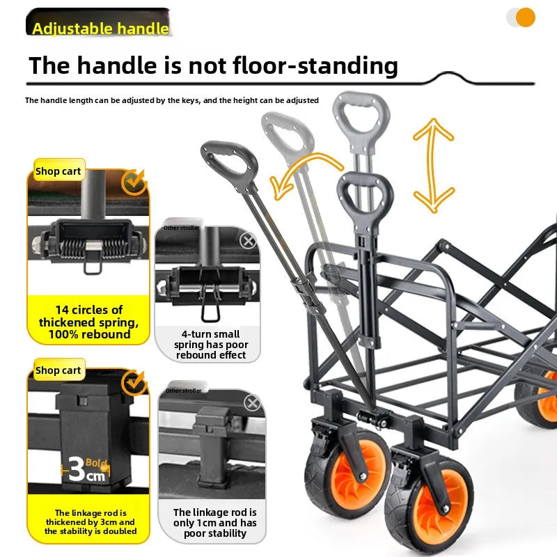 Camping cart, camping trailer, outdoor folding, oversized camping handcart, small cart, camping vehicle