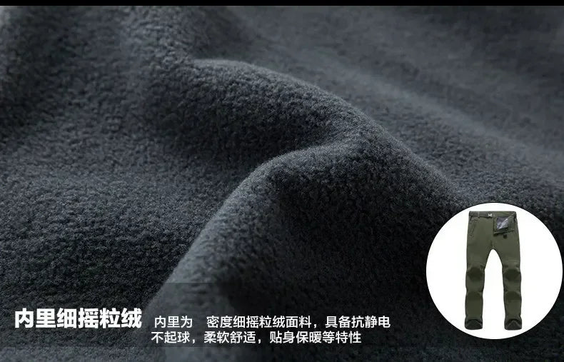 Warm Winter Men Soft Shell Pants Travel Waterproof Outdoor Camping&Hiking Pants Fleece Windproof Skiing Trousers