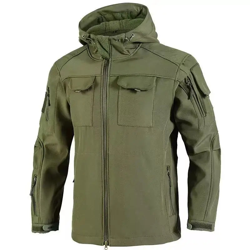Men's Winter Autumn Fleece Sharkskin Waterproof Tactical Military Camping Hiking Jackets Climbing Hunting Coats Combat Pants