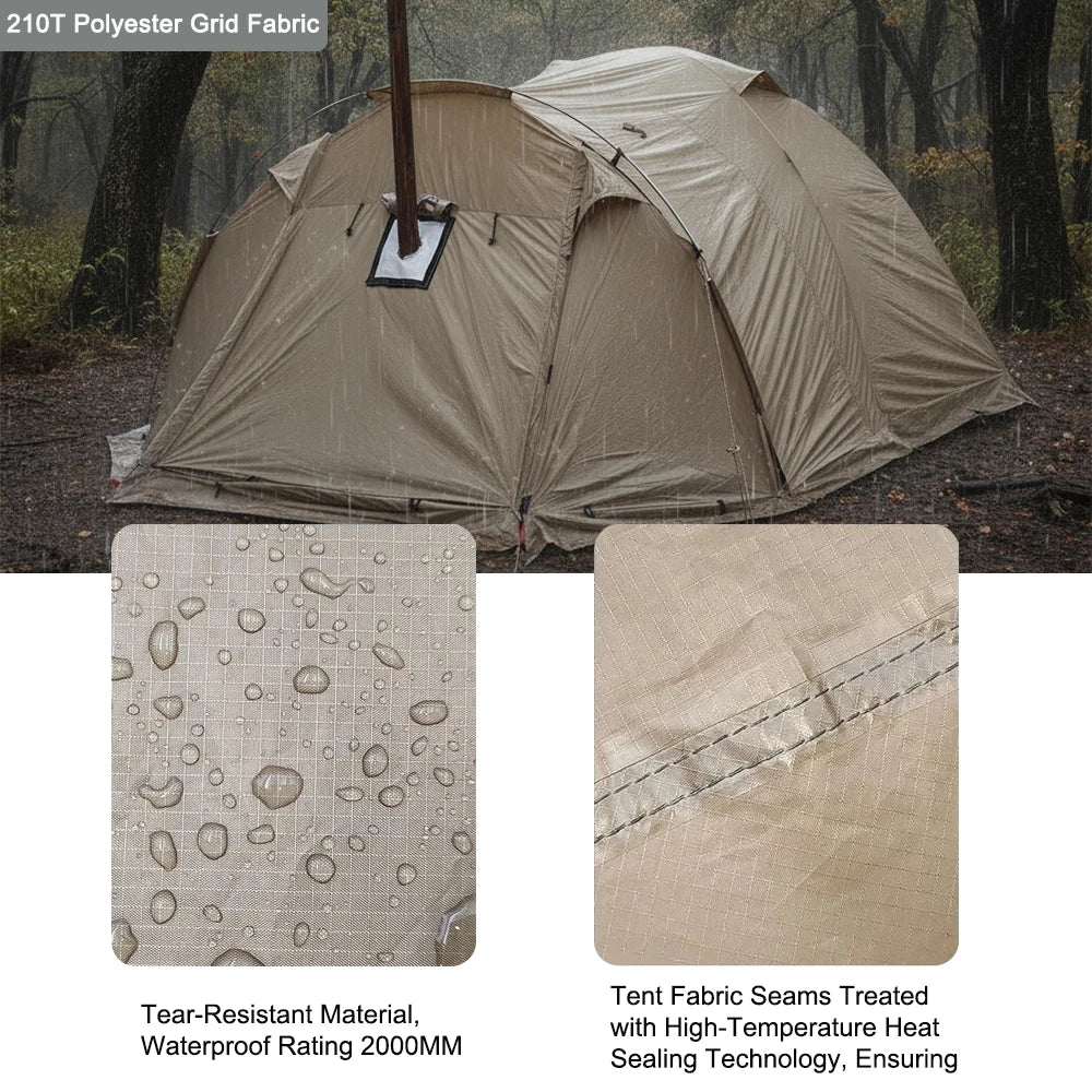 Flame Retardant 2 Person Chimney Hot Tent with Stove Jack