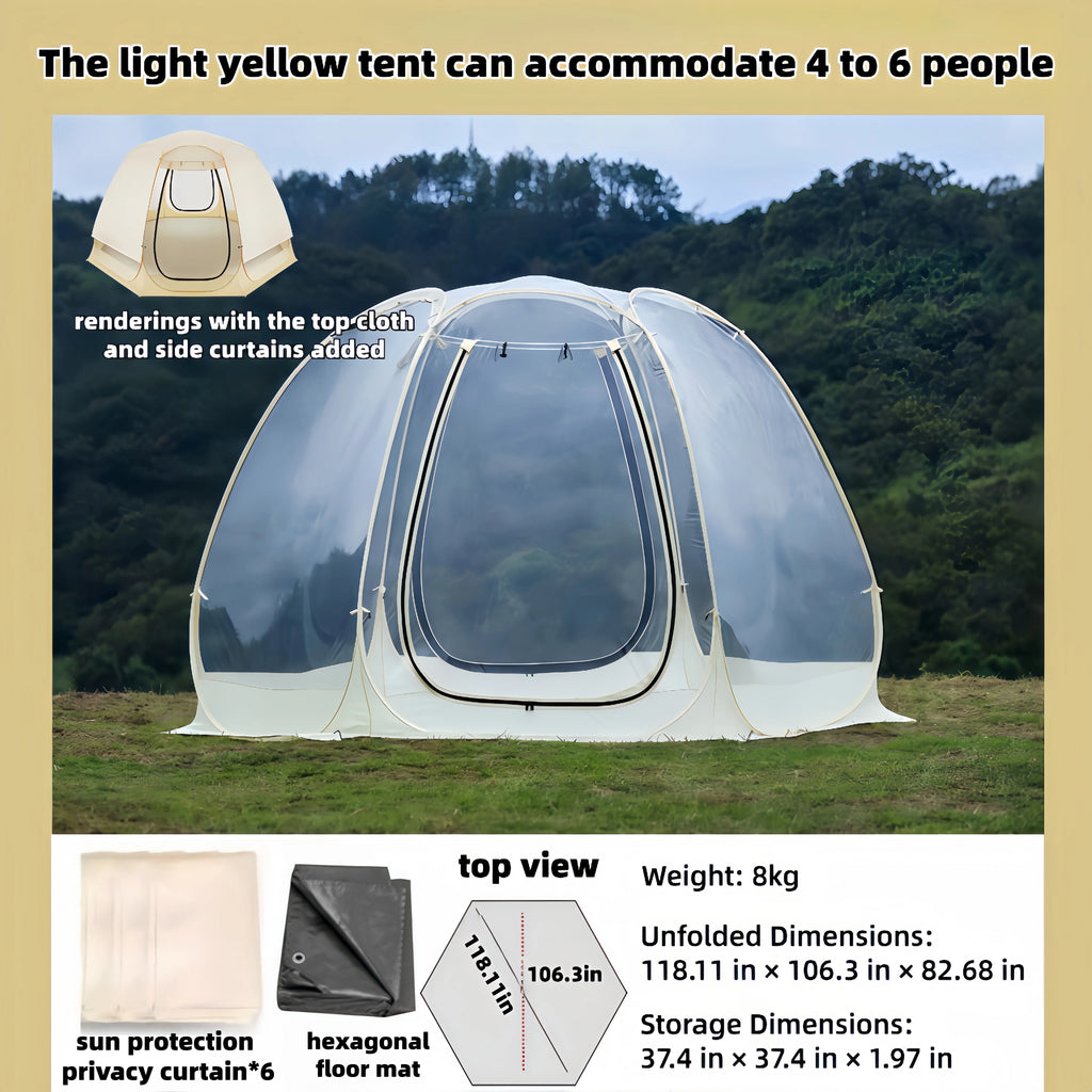 Window Outdoor Sun Room Tents Transparent Camping Tent 4-8 Person Star Dome Tent Portable Spherical Tents 360 Degree Panoramic