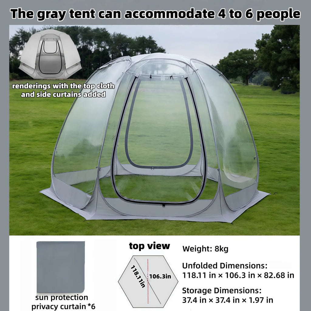 Window Outdoor Sun Room Tents Transparent Camping Tent 4-8 Person Star Dome Tent Portable Spherical Tents 360 Degree Panoramic