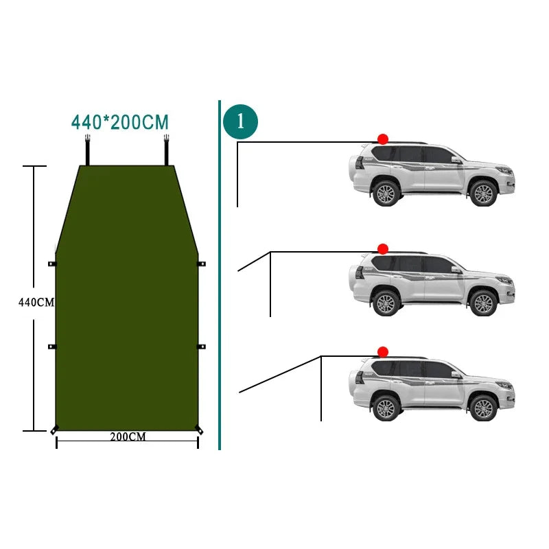 440x200cm Car Side Shelter Shade  Awning Waterproof UV
