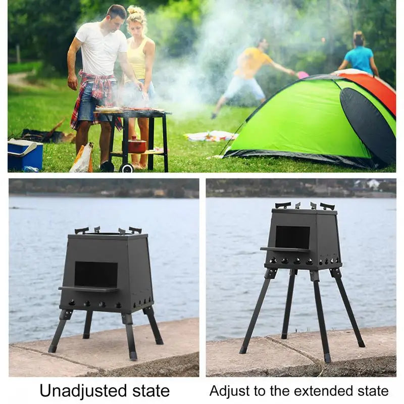Camping Wood Stove Portable Foldable Firewood Burning Stove BBQ Grill Picnic Heating Cooking Grill For Camping accessories
