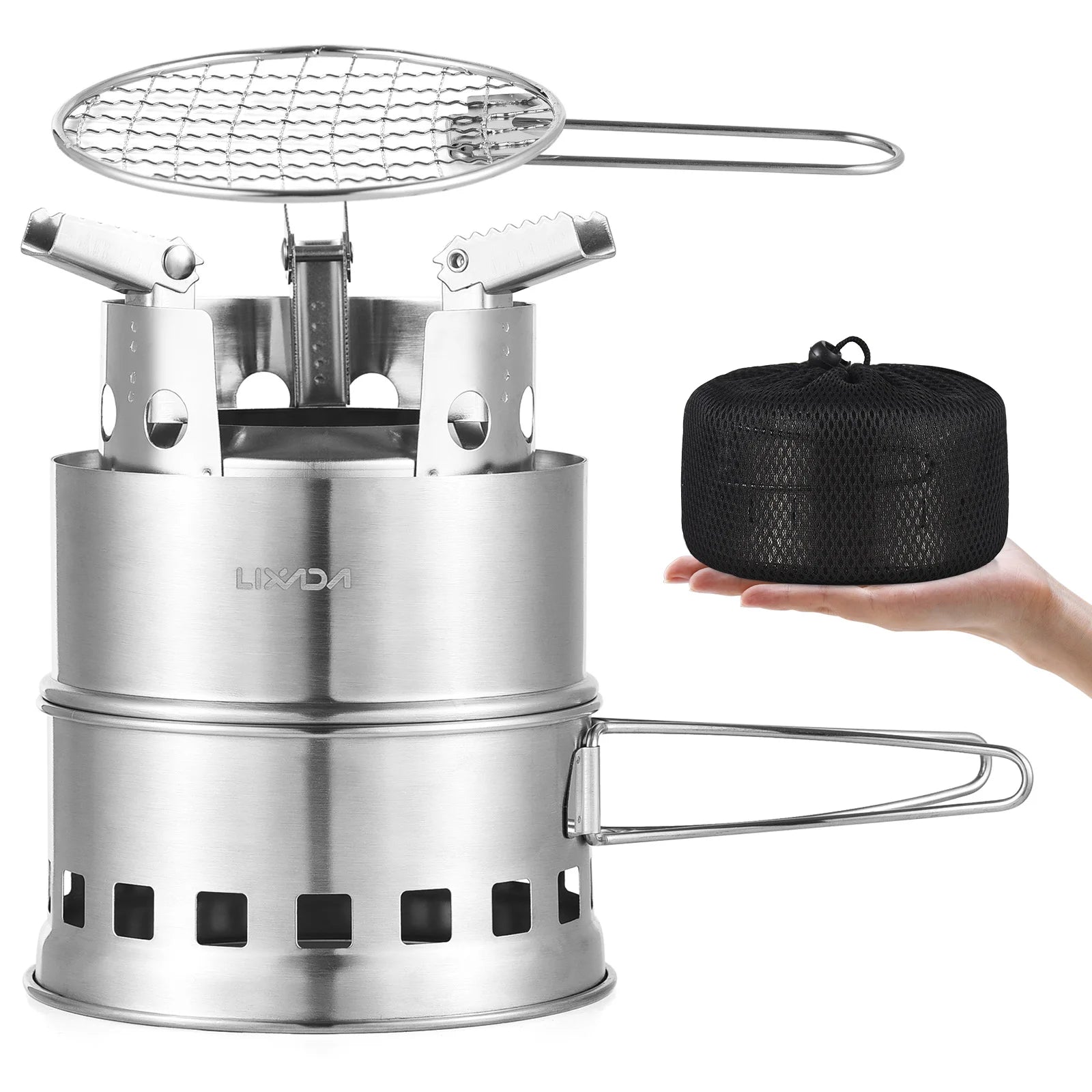 Portable Camping Stove Alcohol Wood Burning Survival Stove for Outdoor Backpacking Picnics and BBQs Small Dual Fuel Camp Stove