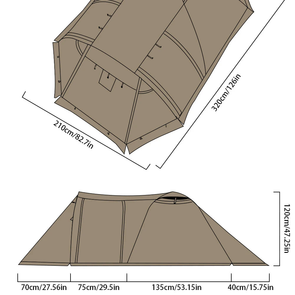 Flame Retardant 2 Person Chimney Hot Tent with Stove Jack