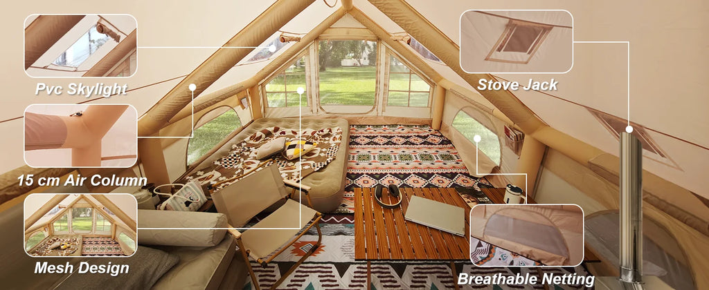 129 Sqft Large inflatable tent with Tarp,8 Person