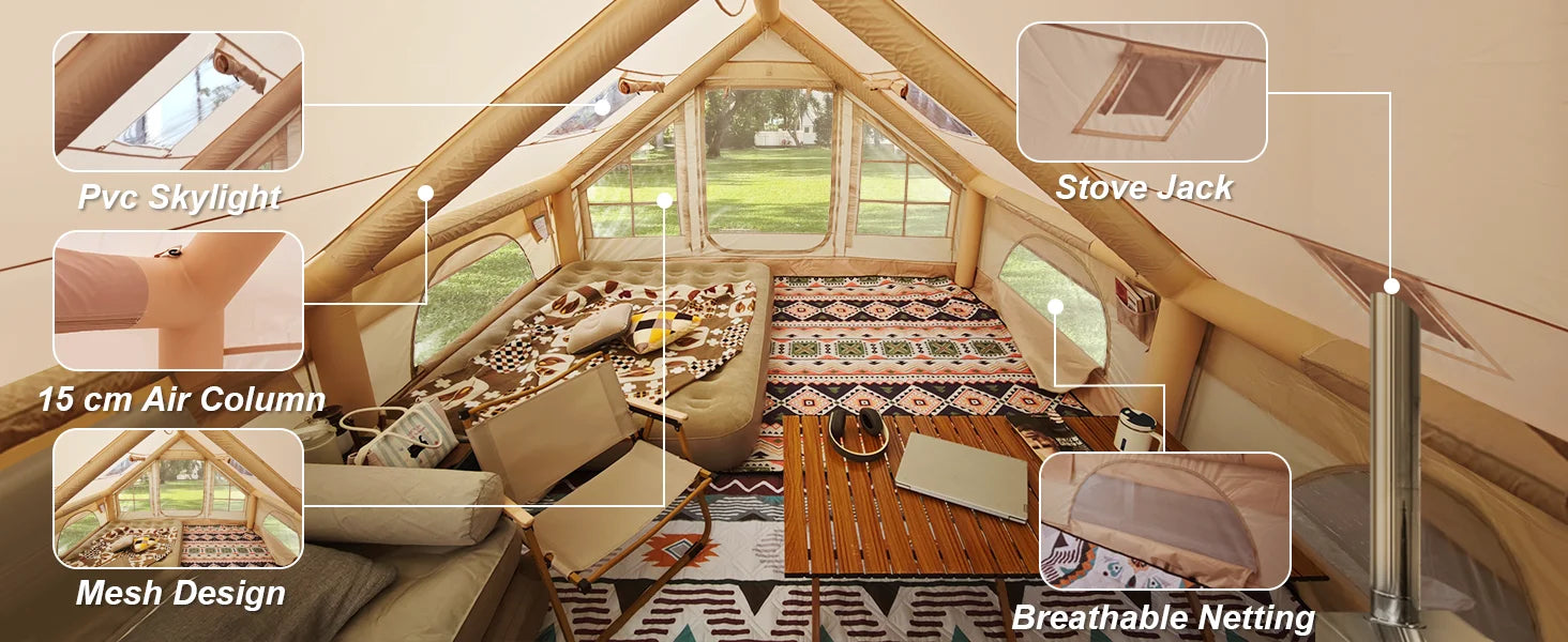 129 Sqft Large inflatable tent with Tarp,8 Person