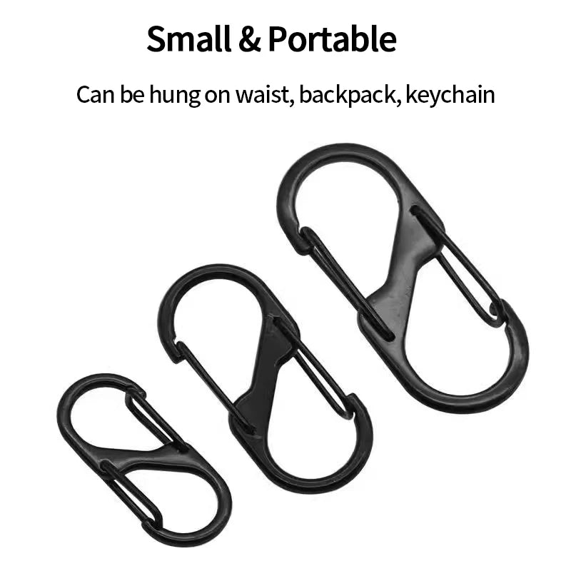 5PCS Tactical S Type Carabiner Camping Equipment Anti-Theft Aluminium Alloy Carabiner Mini Keychain Hook Hiking Backpack Buckle