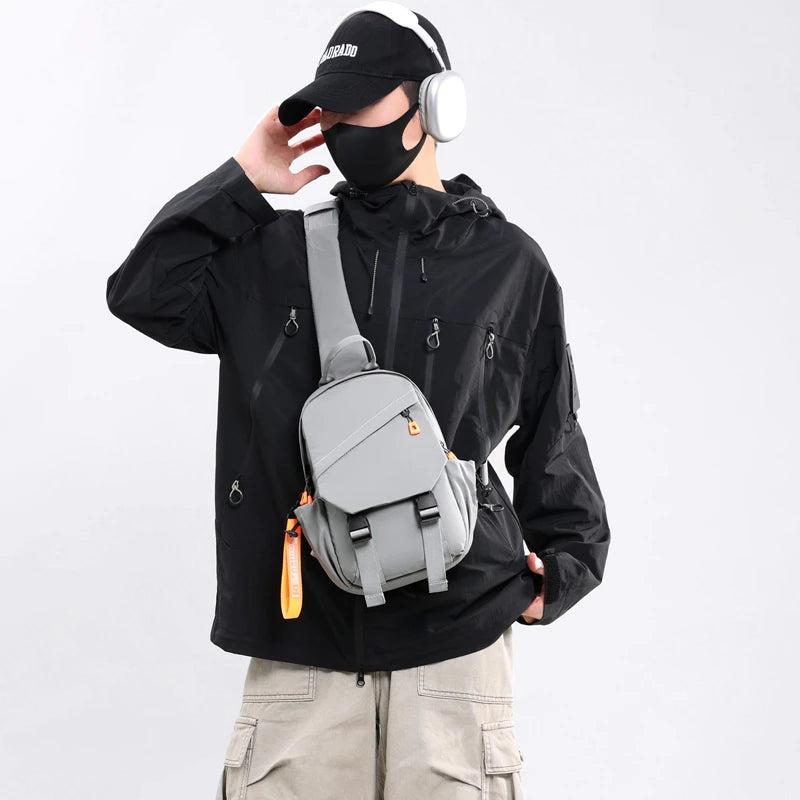 Waterproof Nylon Crossbody Bag - Men's Chest Sling Backpack, Compact Shoulder Messenger Bag, Travel & Outdoor Hiking Pack