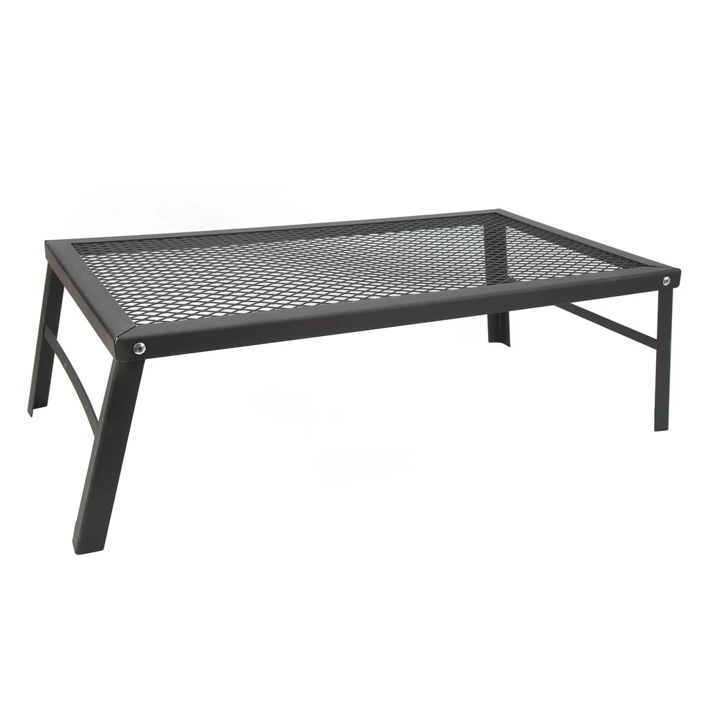 Folding Camp Fire Rack Folding Campfire Grill Heavy Duty Iron Waterproof Portable Camp Fire Cooking Rack for Outdoor Barbecue