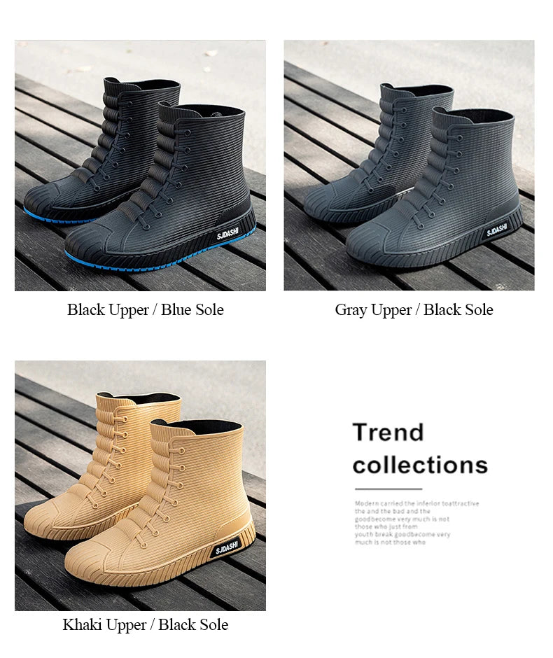 Rain BootsSummer Casual Mid-calf Waterproof Shoes Winter Lining With Fleece Warm Anti-slip Wear-resistant Outdoor