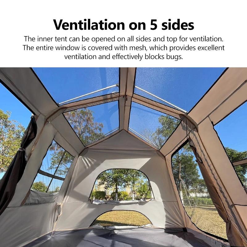 Large Camping Tent 3-8 Person Quick Setup Double Hall Ridge