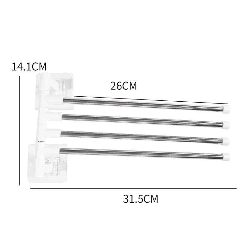 Bathroom Rotation Towel Storage Rack Punch-Free Stainless Steel