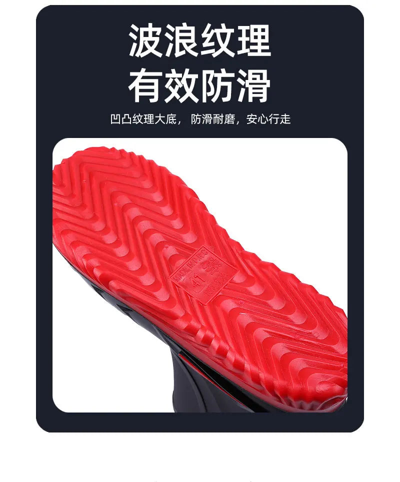 New ，Rain Boots Men's Waterproof Drawstring Rain ，Shoes Velvet Padded Suit， Warm Non-Slip Flat Fashion Take-out Rider Rain Boots