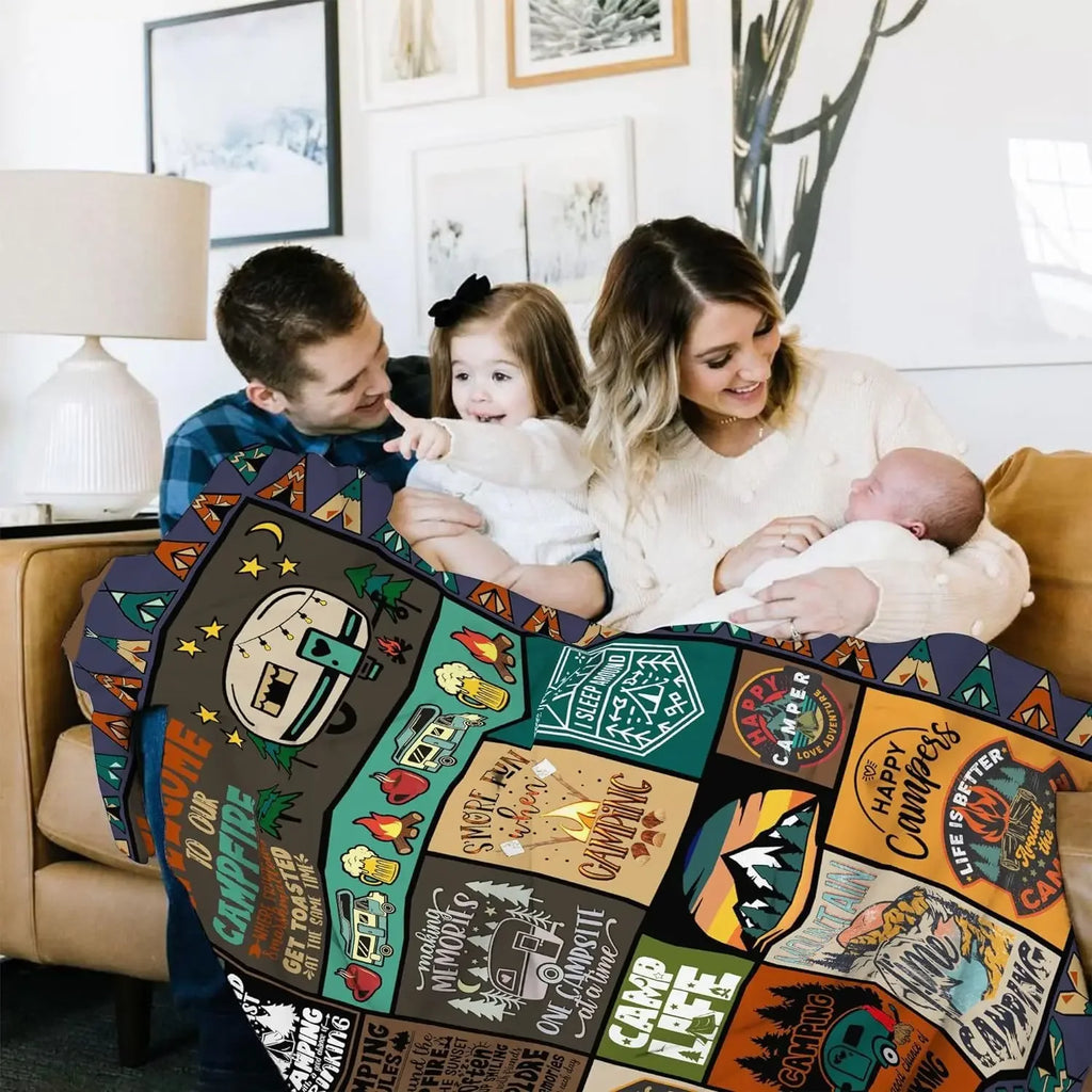 Camping blanket for camping enthusiasts, creative gifts for men or women, gifts for outdoor campers, holiday birthday gifts
